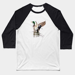 Mallard Duck Splatter Paint Baseball T-Shirt